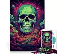 Skull Smoking Weed Jigsaw Puzzles 1000 Piece for Teenagers Enhance Memory Leisure Time Solid Cut Santa Wish Item 38x26cm