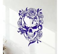 Skull Snake and Flowers Day of The Dead Wicca Tattoo Studio Wall Decals Paster Paper Wall beautification 35x51.9cm DarkBlue