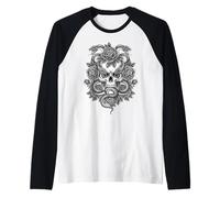 Skull Snake and Roses Gothic Vintage Design Flowers Raglan Baseball Tee