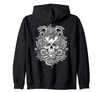 Skull snake and roses gothic vintage design flowers Zip Hoodie