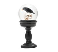 Skull Snow Globe - Halloween Decoration, Spooky Skull with Black Crow, Gothic Collectible, Creepy Seasonal Ornament by Hocus Pocus Novelties