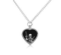 Skull Soldier Pet Memorials Necklace Silver Funerary Ashes Heart Shaped Pendant for Dog Cat Lover