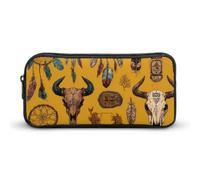 Skull South Western Native Pencil Case Portable Pen Pouch Bag with Zip