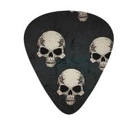 Skull spider printed guitar picks, 12-piece set with thin, medium, and thick styles, comes with a storage case