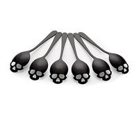 Skull Spoons, Skull Sugar Spoons, Skull Stainless Steel Teaspoons, Coffee and Tea Stirring Spoon, Set of 6 18/10 Stainless Steel Cool and Stylish Design Spoon (Black)