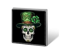 Skull St Patrick Day of The Dead Lucky Shamrock Square Badge Metal Lapel Pins Brooches for Clothing Decoration