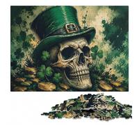 Skull St Patricks Day Hat Wooden Jigsaw Puzzle for Adults, 300 Pieces | Adult Jigsaw Puzzle: clear printed details for easier visual matching on quiet evenings.