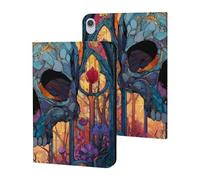 Skull Stained Glass Window Slim Protective Case Auto Wake Sleep Cover Kickstand Compatible with ipad Mini6 (8.3in)