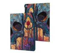 Skull Stained Glass Window Slim Protective Case Auto Wake Sleep Cover Kickstand Compatible with ipad 2017/2018/Air1/Air2 (9.7in)