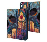 Skull Stained Glass Window Slim Protective Case Auto Wake Sleep Cover Kickstand Compatible with ipad Air5/air4 (10.9in) /ipad Pro 2018(11in)