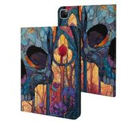 Skull Stained Glass Window Slim Protective Case Auto Wake Sleep Cover Kickstand Compatible with IPAD Pro 20/21/22(11in)