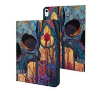 Skull Stained Glass Window Slim Protective Case Auto Wake Sleep Cover Kickstand Compatible with iPad 10代 (10.9in)
