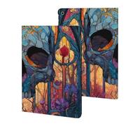 Skull Stained Glass Window Slim Protective Case Auto Wake Sleep Cover Kickstand Compatible with ipad 2019/2020/2021(10.2in)