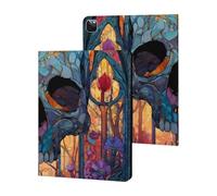 Skull Stained Glass Window Slim Protective Case Auto Wake Sleep Cover Kickstand Compatible with iPad Pro 2020/2021/2022 (12.9in)