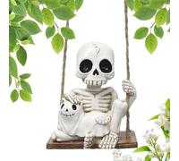 Skull Statue,Halloween Skeleton Car Accessories | Swing Ghost Dog Cute Decorations for Cemetery Theme Fits Kitchen Fence Garden
