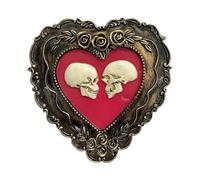 Skull Statue Skull Home Decor Heart Frame Skull Resin Sculpture Creative Romantic Love Skull Ornaments Craft Skeleton Scary Wall Art for Home Decoration