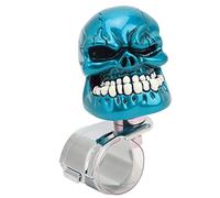 Skull Steering Wheel Knob, Steering Wheel Spinner Knob, Skull Suicide Power Handle with 3cm Fixing Ring for Cars Trucks Tractors Boats, Resin and Metal Non - Slip Grip (Blue)