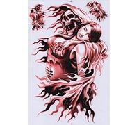 Skull Sticker Set - 27 x 18 cm Bronze Gothic Sticker with Grim Reaper & Woman | Waterproof, Transparent, Individually Die-Cut | Motorcycle, Car, Laptop, Helmet Decoration