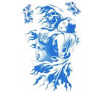 Skull Sticker Set - 27 x 18 cm | Light Blue Gothic Sticker with Grim Reaper & Woman | Waterproof, Transparent, Individually Die-Cut | Motorcycle, Car, Laptop, Helmet Decoration
