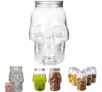 Skull Storage Jar,Spice Jars with Lids,Reusable Jar Organizer Pantry Display,Unique Skulls Canister for Home Decor,Multi-Purpose Organizer Bottle for Spices Seasonings or Drinks (350ml, 1 pcs)