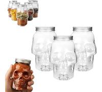 Skull Storage Jar,Spice Jars with Lids,Reusable Jar Organizer Pantry Display,Unique Skulls Canister for Home Decor,Multi-Purpose Organizer Bottle for Spices Seasonings or Drinks (350ml, 3 pcs)