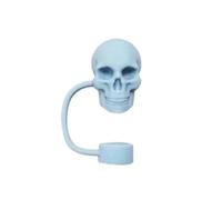 Skull Straw Covers Cap,Silicone Splash Proof Straw Topper for Stanley Cup,10mm Straw Covers Reusable Straw Cap Stopper for Straws Tip Lids(Blue)