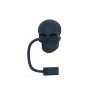 Skull Straw Covers Cap,Silicone Splash Proof Straw Topper for Stanley Cup,10mm Straw Covers Reusable Straw Cap Stopper for Straws Tip Lids(Black)