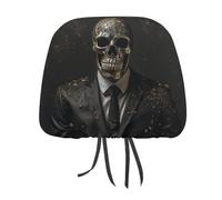 Skull Style Man 2 PCS Car Headrest Cover Universal Headrest Covers Soft Breathable Car Head Rest Covers Set Elastic Head Rest Protector Auto Seat Cover Vehicle Accessories for Cars, Truck, Suv, Van