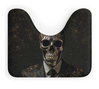 Skull Style Man Toilet Rugs U Shaped Washable Toilet Mats for Bathroom Non Slip Contour Bathroom Rug Soft Absorbent Microfiber Bath Mat Cute Toilet Carpet Floor Mat 20 X 16 Inches