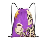 Skull Sun Purple Bags Versatile Drawstring Bag Lightweight Drawstring Backpack For Adults Men Yoga 36X42Cm