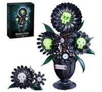 Skull Sunflower Building Blocks Set - 848PCS Glow in Dark Flower Bricks Kit, Halloween Home Office Decor, Collection Spooky Botanical Display, Artificial Floral Model, Creative Gift for Adult, Teen