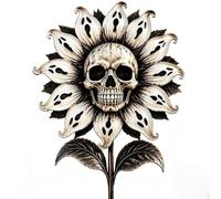 Skull Sunflower Garden Stake,Decoration for Dark Aesthetic Decor (A#,8in)