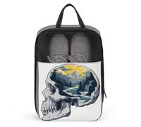 Skull Surreal Landscape with Mountain Trees Shoe Bag for Travel Daily Use Anti-dust Storage Carrier Golf Shoe Pouch