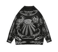 Skull Sweaters for Women YK2 Hollow Knit Sweater Long Sleeve Crochet Halloween Skull Sweaters T-Shirts(C), Black, M