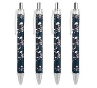 Skull Swords Retractable Ballpoint Pens 0.5mm Fine Black Inks Roller Smooth Writing Office Supplies 4 PCS