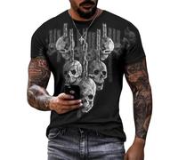 Skull T-Shirts for Men Casual Halloween T-Shirt Creepy Skull Retro Graphic Tees Gothic Basic Top Summer Party Vacation Travel