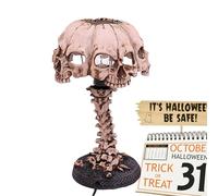Skull Table Lamp, Skeleton Skull Light - Gothic Lamp 4 Head Night Head,Resin Horror Lamp Decoration, Halloween Decorative Spooky Lights, Tab Lamp