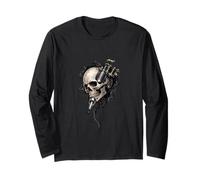 Skull Tattoo Machine Dark Art Design Long Sleeve T-Shirt