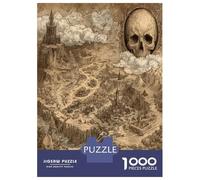 Skull Throne Continent Puzzles Fun Details Beautiful Decoration 1000 Piece Undead Secret Realm Jigsaw Puzzles Challenging Games for Adults Kids Family 70x50cm/1000pcs