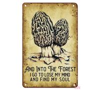 Skull Tin Signs Morel Mushroom Loves and into the Forest Tin Signs Vintage Funny Signs Unique Home Decorations Cute Wall Decor Aluminum Poster for Bedroom Office Kitchen 12x8 Inch