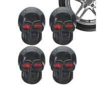 Skull Tire Valve Caps - 4Pcs Antirust Copper Core Air Cap Covers, ABS Skeleton Head Shape, Universal Fit Car Bike Truck SUV Stem Covers, Black Cool Automotive Accessory | Replacement Motorcycl