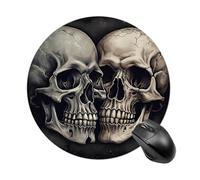 Skull Together Mousepad Waterproof Gaming Mousepads with Non-Slip Rubber Base Round Computer Mousepad with Stitched Edges for Desk Pad 7.8 Inch