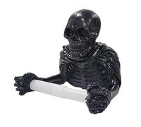 Skull Toilet Paper Holder, Skeleton Toilet Paper Roll Wall-Mounted Retro Skeleton Paper Towel Holder Resin Modern Wall Mount Tissue Paper Rack For Bathroom, Kitchen, Decoration, Halloween(Black)