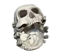 Skull Tray, Jewelry Organizer, Storage Stand, Decorative Display Tower 5.51x4.53x5.04 inches, Gothic Accent Piece, Ideal for Bedroom Vanities, Dorm Desks, Bathrooms, or Gift Occasions