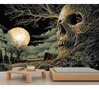 Skull Tree Gothic Wallpapers Graveyard Scene Wallpaper Girls Room Dark Forest Goth Wall Mural Wallpaper for Girls Bedroom Living Room Mural Poster 500 X 350 cm