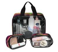 Skull Tree Travel Makeup Bag for Women Men, Galaxy Skull Translucent Cosmetic Bags 3 Pcs Large Shower Wash Pouch Toiletry Cosmetic Toiletries Organizer