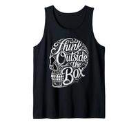 Skull Typography Think Outside The Box Line Art Tank Top