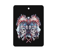 Skull U.S. Native Chief with Axes Car Aromatherapy Tablets Air Freshener Hanging Scented Cards for Rooms Bathrooms Wardrobe Square