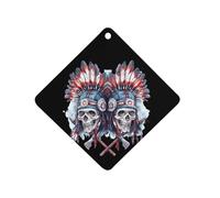 Skull U.S. Native Chief with Axes Car Aromatherapy Tablets Air Freshener Hanging Scented Cards for Rooms Bathrooms Wardrobe Rhombus