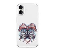 Skull U.S. Native Chief with Axes Cell Phone Basic Cases Compatible with iPhone 16/16 Plus/16 Pro/16 Pro Max/16 E